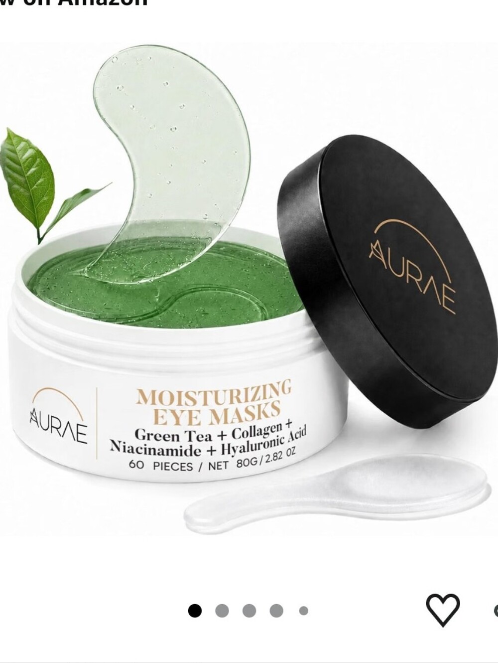 AURAE Green Tea Under Eye Patches (30 Pairs), Cooling Eye Mask for Puffy Eyes